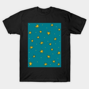 Stars in the night sky - radiant teal jade green T-Shirt